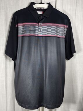 Men's Black & Gray Polo with Subtle Pink Accent